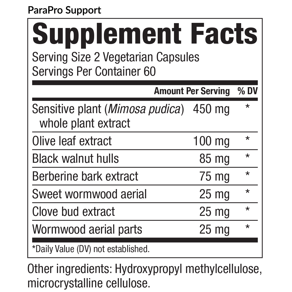 para-pro-support-supplement-facts-label